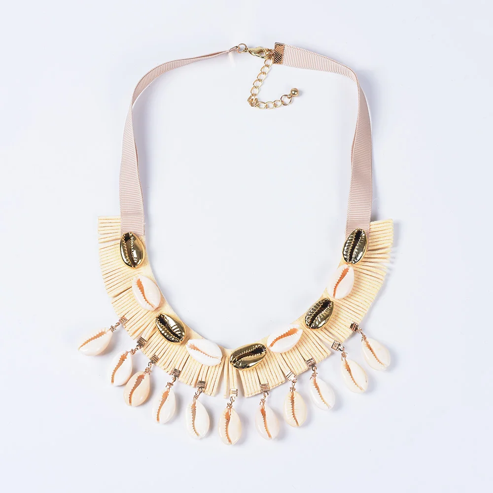 ZA Модные ручной работы из бисера удлиненные чокеры, Цепочки и ожерелья для Для женщин богемные Золотой корпус кисточкой утверждающий кулон Цепочки и ожерелья ювелирных изделий - Окраска металла: 1N0302
