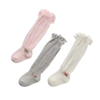 

Infant Baby Knee High Socks Soft Breathable Princess Ruffled Stockings with Bowknot Anti Slip Warm Toddler Spring Autumn Socks