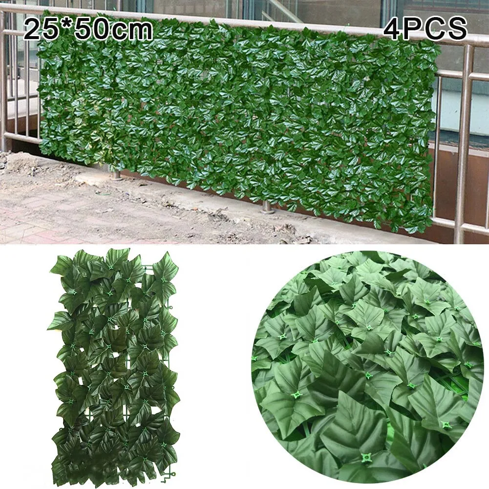 4PCS Artificial Hedge Panels Garden Fence Wall Landscaping Privacy Screen Mesh Trellis Home Outdoor Decor 25*50CM