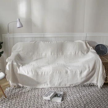 

Throw Blanket Soft Travel Camping Cover Rug Solid Color White Bedspread Bed Sheet Home Office Cotton Knitted Sofa Towel Blanket