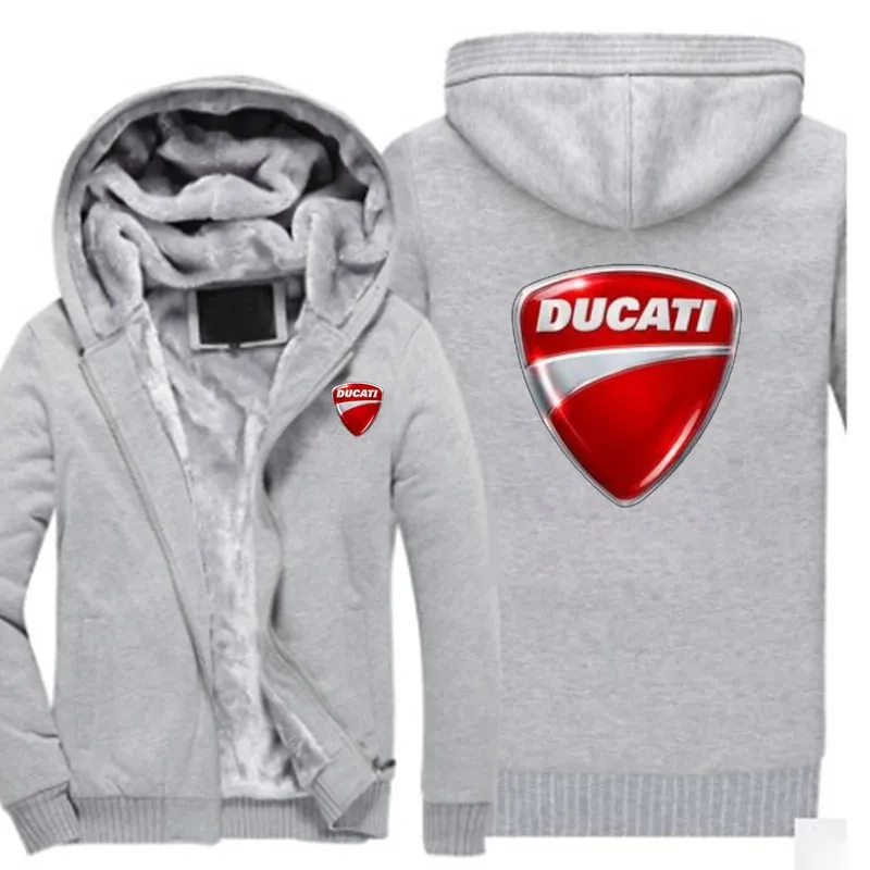 Новая зимняя куртка Ducati с принтом логотипа автомобиля плюс бархатная стеганая куртка на молнии теплая Толстовка Повседневная модная Harajuku мужская хлопковая куртка
