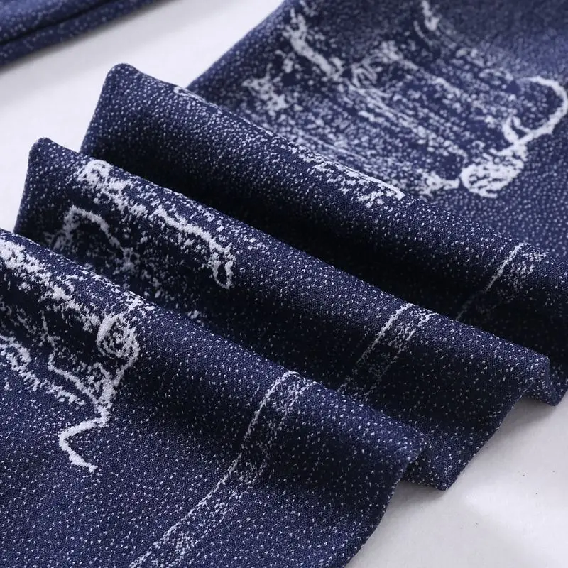 New Fashion Slim Women Leggings Faux Denim Jeans Ripped Printing Seamless Pencil Pants S-3XL