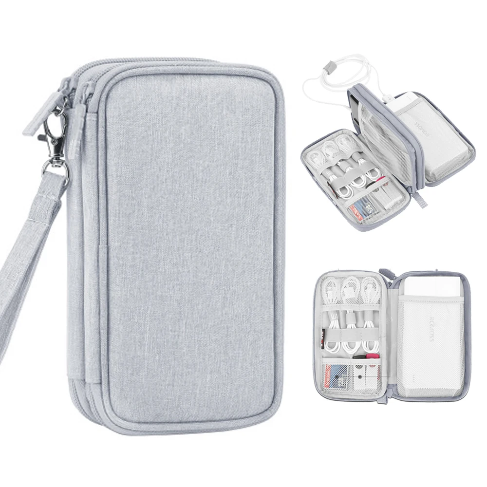 Travel Electronics Organiser,Double Layer Carrying Pouch for Power Bank