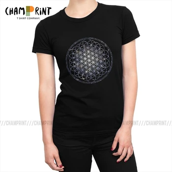 

Flower Of Life Sacred Geometry Star Cluster T-shirt Women Mandala Religious T Shirts Harajuku Tee Shirt Tops Novelty Female