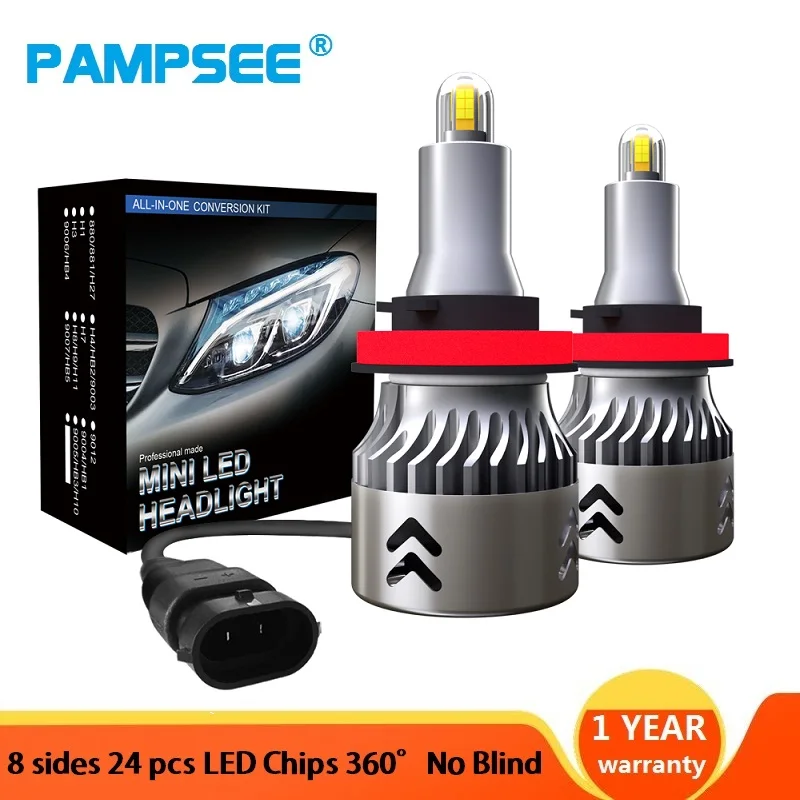 

2pcs Upgrade 60W 1904 3D LED H1 H7 H8 H11 H9 H4 9005 HB3 9006 HB4 Car LED Headlight Bulbs with 24PCS CSP Chips Auto Lamp 12V 24V
