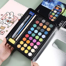36/48-Color High Quality Solid Watercolor Paint Set With Refillable Water Brush Pens Art Supplies for Artist Aquarela