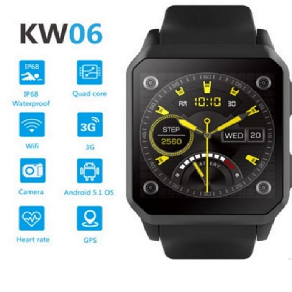 KW06 android Смарт-часы Водонепроницаемый Съемный карта Спорт bluetooth телефон браслет