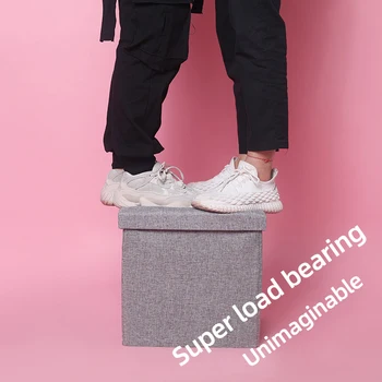 

Hot Multifunctional Foldable Fabric Storage Stool Bench Box Small Sofa Minimalist Artistic Style Kid Chair Foot Stool