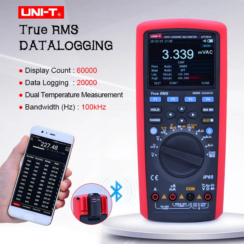 UT181A True RMS Data logging Digital Multimeter;AC DC volt Ampere meter