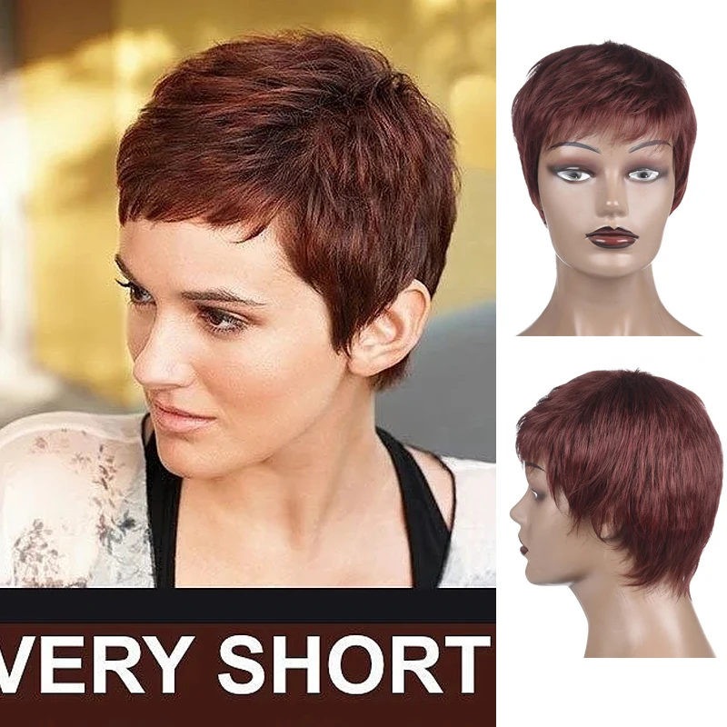 Fashion Lady Short Straight Wig With Bangs 8 Colors Synthetic High Temperature Fiber Hair Wigs For Women grey curly wigs for women synthetic hair short haircuts mommy wigs granny old lady silver wig with bangs hairstyles soft