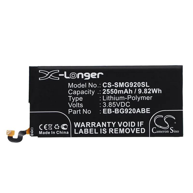CameronSino для SAMSUNG Galaxy S6 SCH J510 SCV31 SGH N520 SM G920 G9200 G9208 G920X Zero F EB BG920ABE батарея|Аккумуляторы