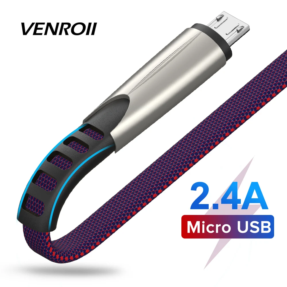 1 м 2 mi cro USB кабель нейлоновый Плетеный 2.4A Быстрая зарядка Kable для Xiaomi красный