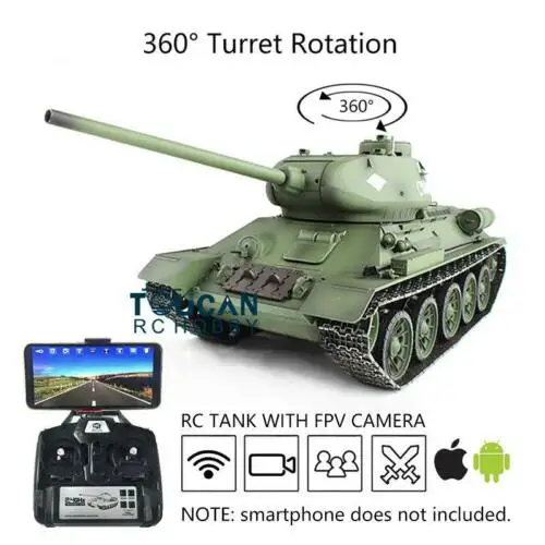 Henglong 1/16 6 0 пластиковые советские T34 85 RC FPV Танк 3909 360 револьверная коробка передач