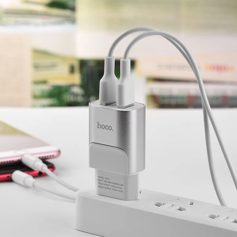 HOCO C47A 10 шт./лот 5 в 2.1A USB зарядное устройство для iPhone 11 Xs Max ЕС вилка настенное зарядное устройство адаптер для samsung Xiaomi huawei