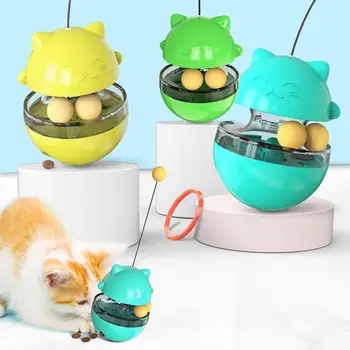 

Cat Kitten Funny Tumbler Slow Eating Food Leak Dispenser Feeder Ball Teaser Toy Kids Interactive Toys
