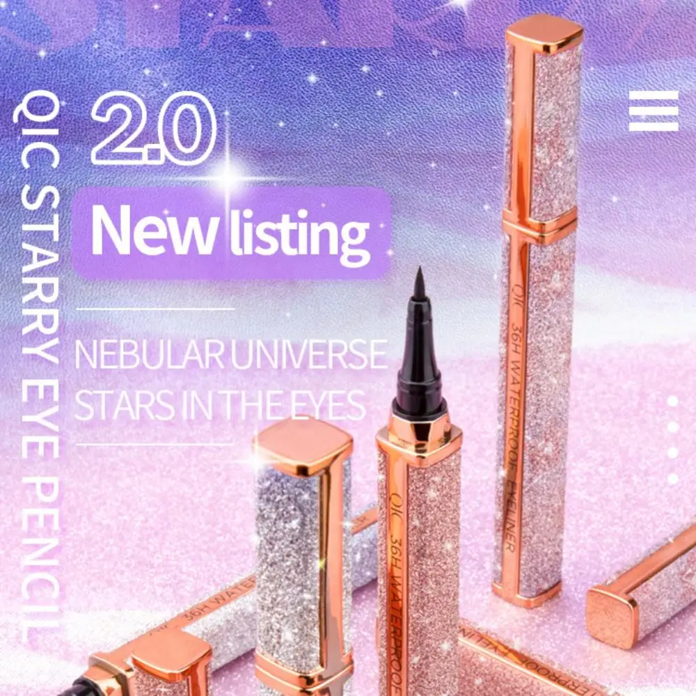 Звездная Золотая Алмазная подводка для глаз, 24 часа, не выцветает, влагостойкая, натуральная, быстро сохнет, подводка для глаз, инструменты для макияжа