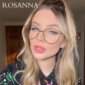 

ROSANNA Brand Round Design Blue Light Blocking Glasses Women Men Myopia Prescription Eyeglasses Temple Alloy Frame For Optical