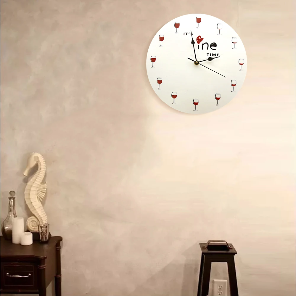 Это время вина настенные часы кварцевые бесшумные Ресторан reloj Фреска красное вино стекло печатные настенные часы вино поилка кухня Искусство