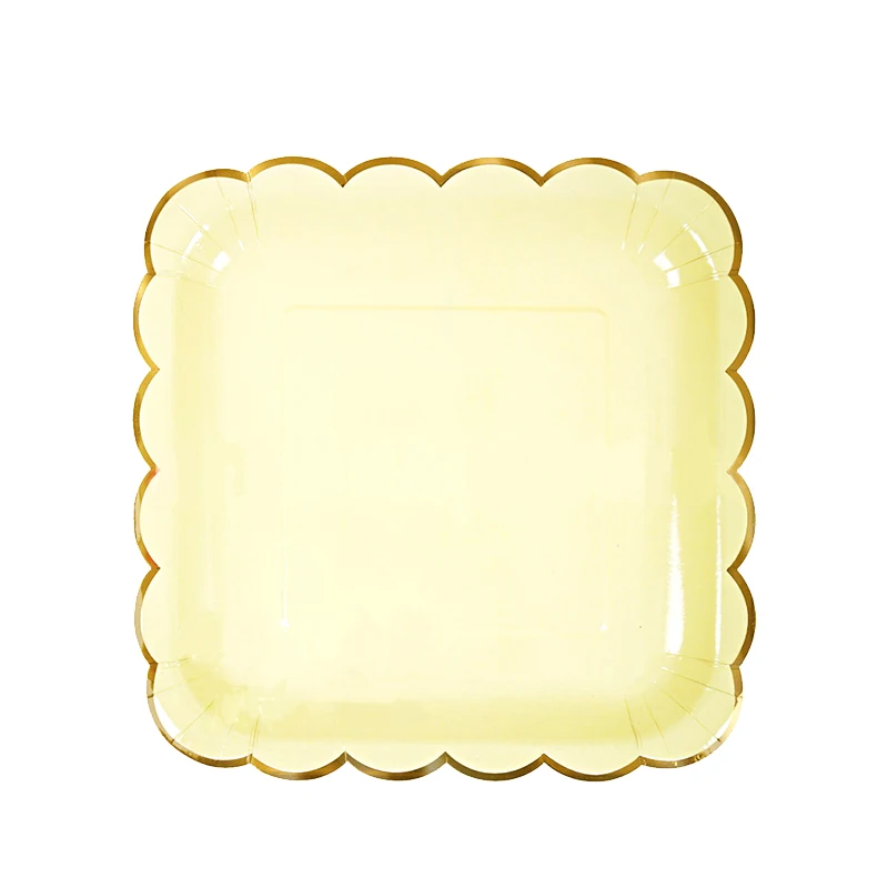 Candy Color Disposable Paper CupCake Stand Afternoon Tea Wedding Party Plates Tableware Sweets Tray Dinner Display Cake Rack - Цвет: square plate 8pk