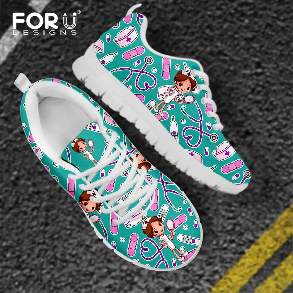 Forudesigns女性秋のスポーツの靴ファッションかわいいnures Midicineプリントスニーカーレディース軽量フラッツ女性ブルースニーカー Women S Flats Aliexpress