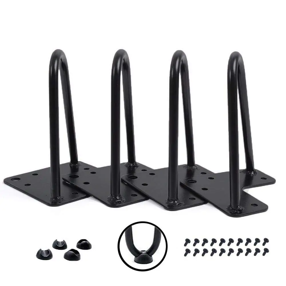 

6 inch Satin Black Hairpin Legs with Screws, Century Modern Table Legs, for Coffee Table,TV Stand,Sofa Side Table,Night Stands