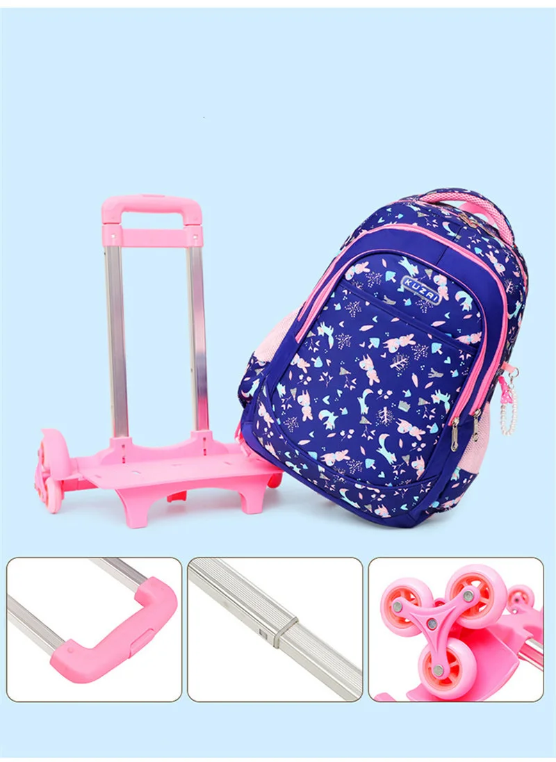Children Removable 2/6 Wheels Kids boys girls Trolley Schoolbag Luggage Book Bags Backpack Latest School Bags travel luggage