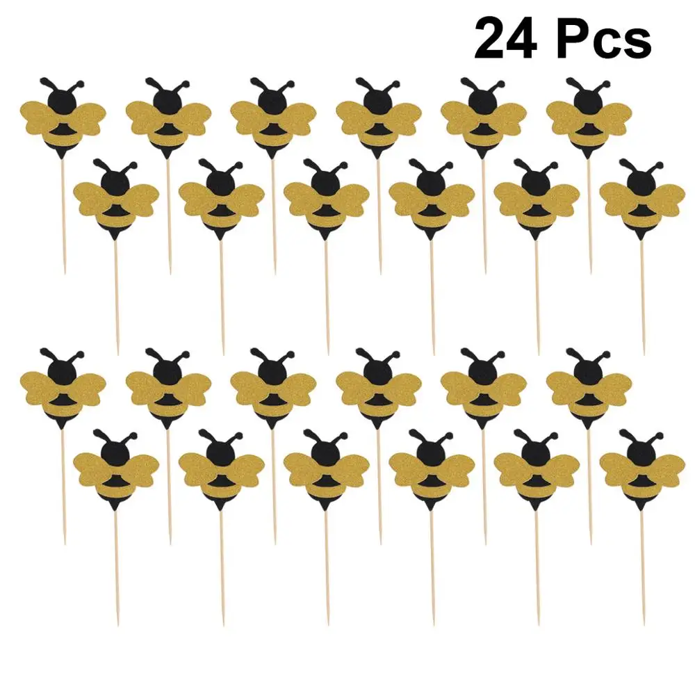 Набор из 24 штук с принтом в виде медоносной пчелы Шпажки для фруктов Творческий