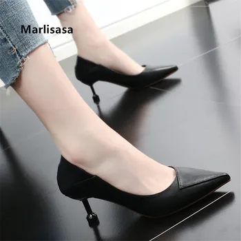

Women Cute Sweet Comfort Black Patent Leather Slip on High Heel Shoes Ladies Casual Brown Stiletto for Office Zapatos Dama G5561