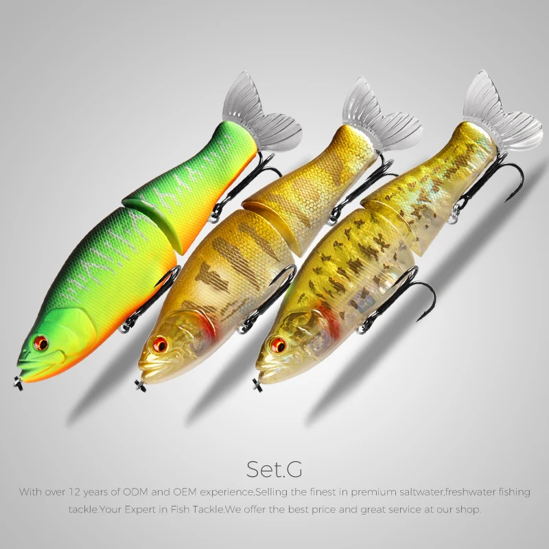 ベアリング-釣り用の3つの関節式ソフトベイトのセット,魚を