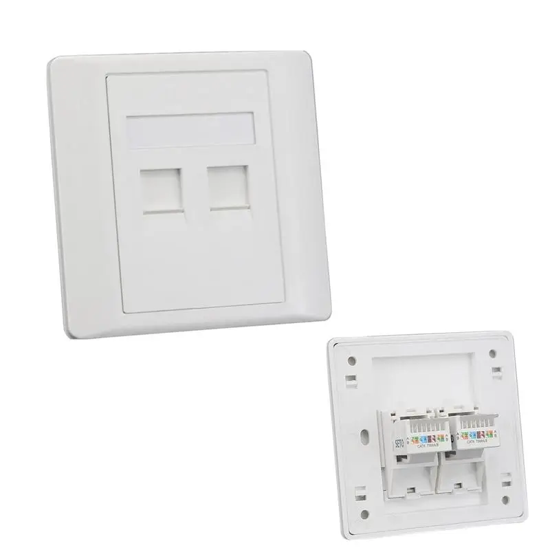 CAT 6 Wall Outlet Plate RJ-45 Network Ethernet Socket with Double Ports CAT 6 Wall Outlet Plate RJ-45 Network Ethernet Socket with Double Ports