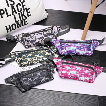 

Outdoor running waist bag multi function Mini invisible fit waterproof body building camouflage mobile waist bag for women