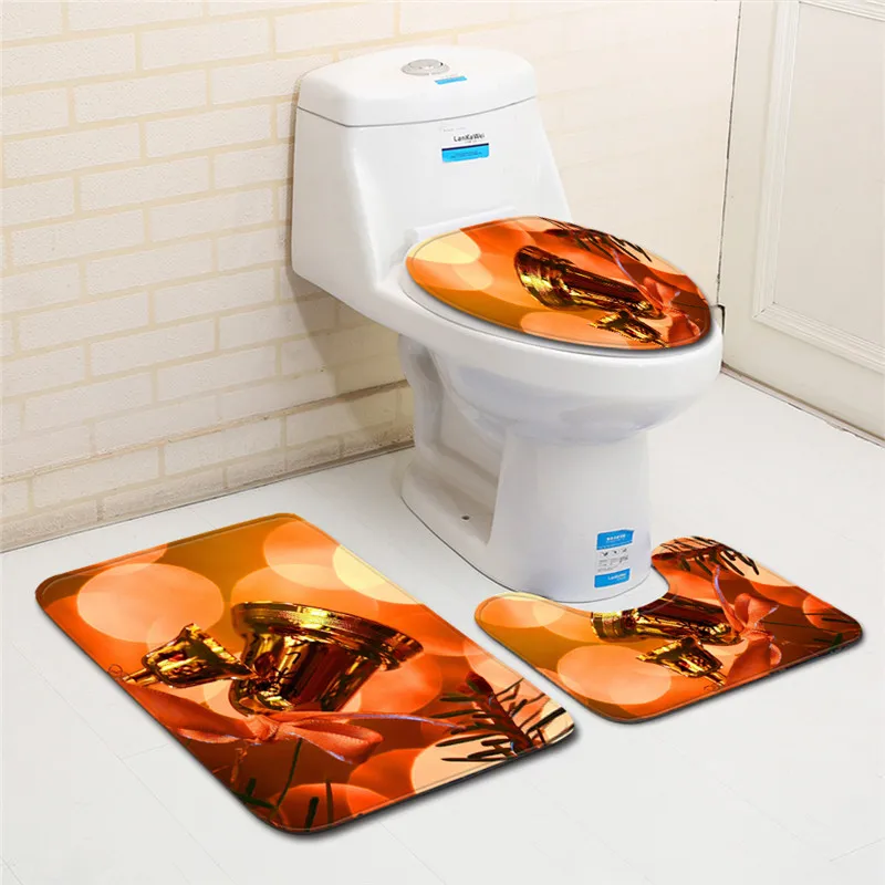 Free Shipping 3Pcs/set Christmas Trees Bathroom Carpet Set Dywaniki Lazienkow Bath Mats Rug Tapete Banheiro Tapis Salle De Bain