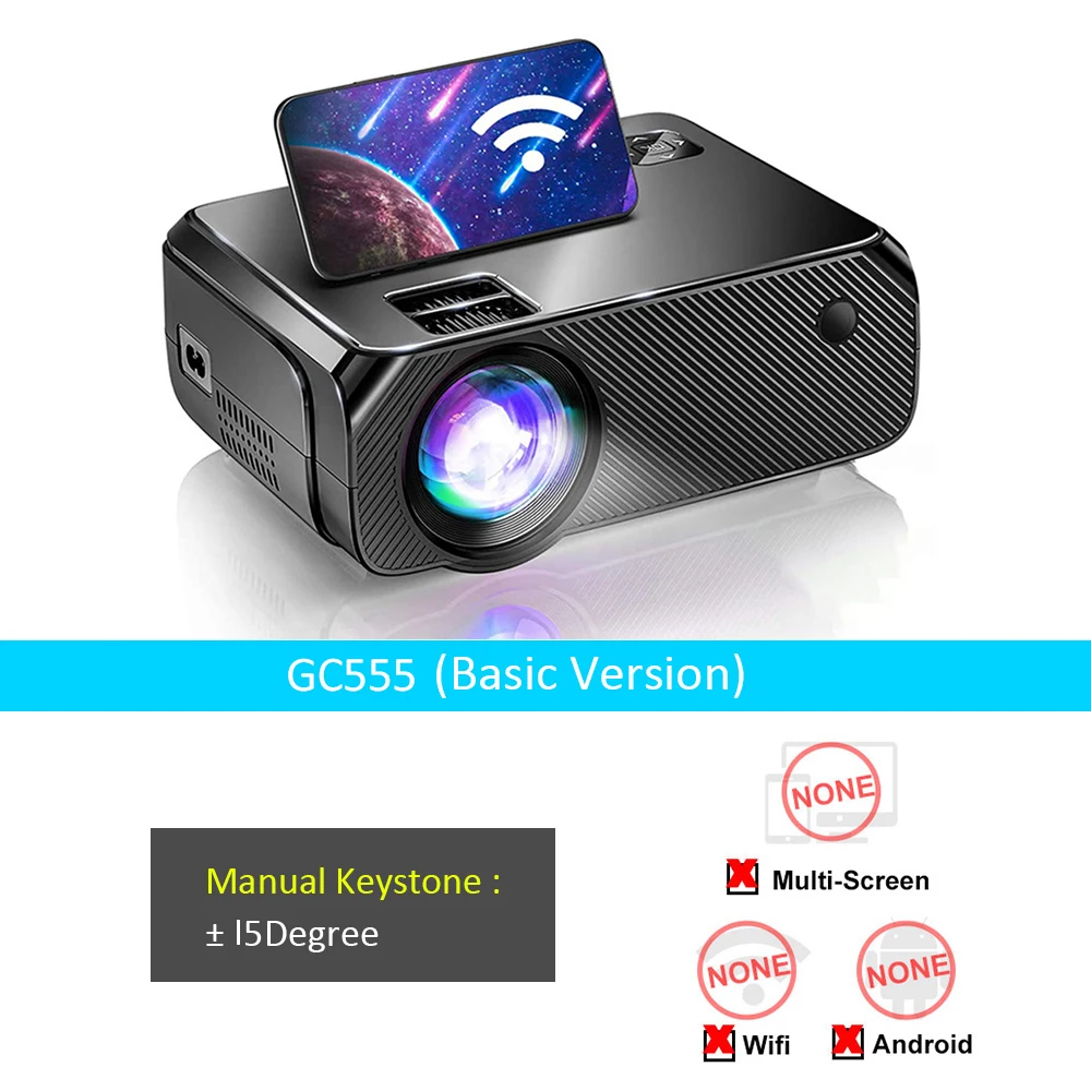 hd projector VCHIP GC555 4K Projector Protable projector 1080P mini Proyector For Home Theater 3D WiFi Portable Media Player Christmas gift samsung 4k projector Projectors