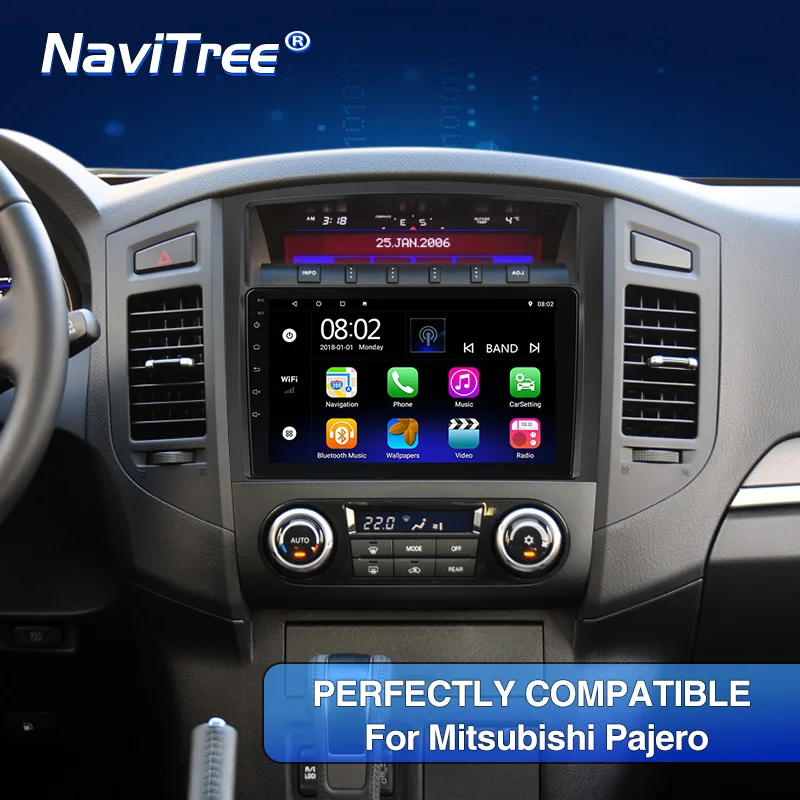 NaviTree 9 дюймов ips 2.5D T3 Android 9,0 автомобильный Радио мультимедиа для Mitsubishi PAJERO V97/V93 2013- SWC wifi USB bluetooth FM