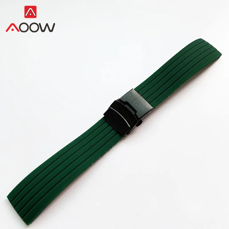 Red Waterproof Silicone Sport Strap with Folding Buckle - Men's Replacement Watch Band Accessories