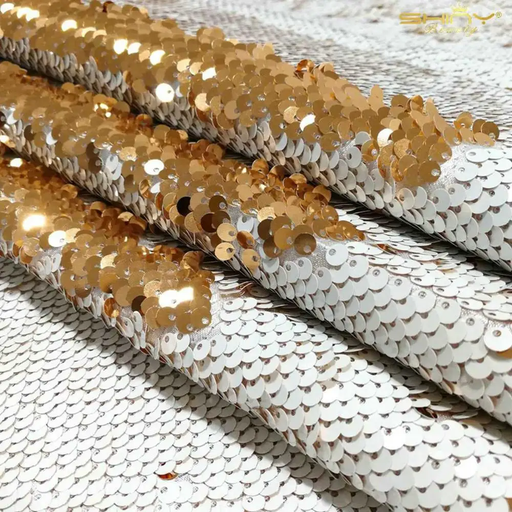 Sequin Fabric White 1 Yard Rose Gold Flippable Sequin Fabric by The Yard Glitz Backdrop 3 Feet Shin