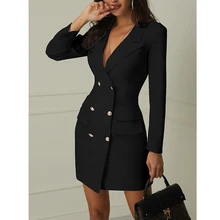 Для женщин туфли с широко открытым носком, фасон с двойным отворотом с двойными рукавами смокинг обтягивающее платье мини платье вечернее Для женщин блейзер социальная одежда женский халат