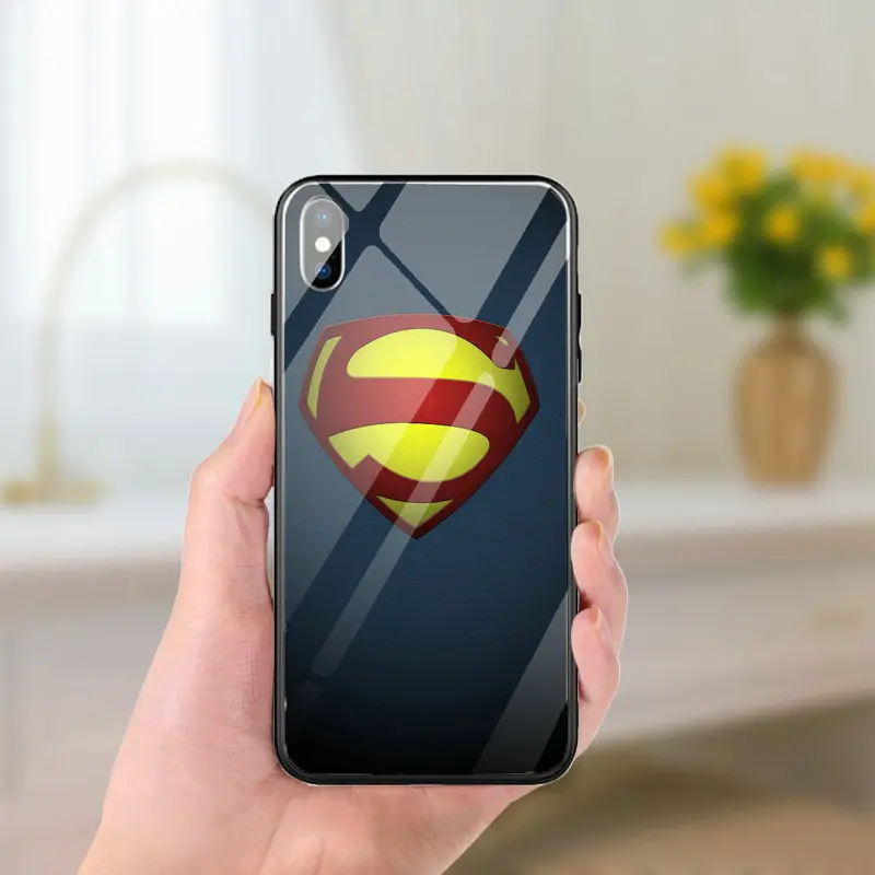 Чехлы для мобильных телефонов из закаленного стекла чехол для iPhone 5 5S SE X XR XS 11 Pro Max 10 7 6 6s 8 Plus сумки с логотипом Супермена - Цвет: Picture 9