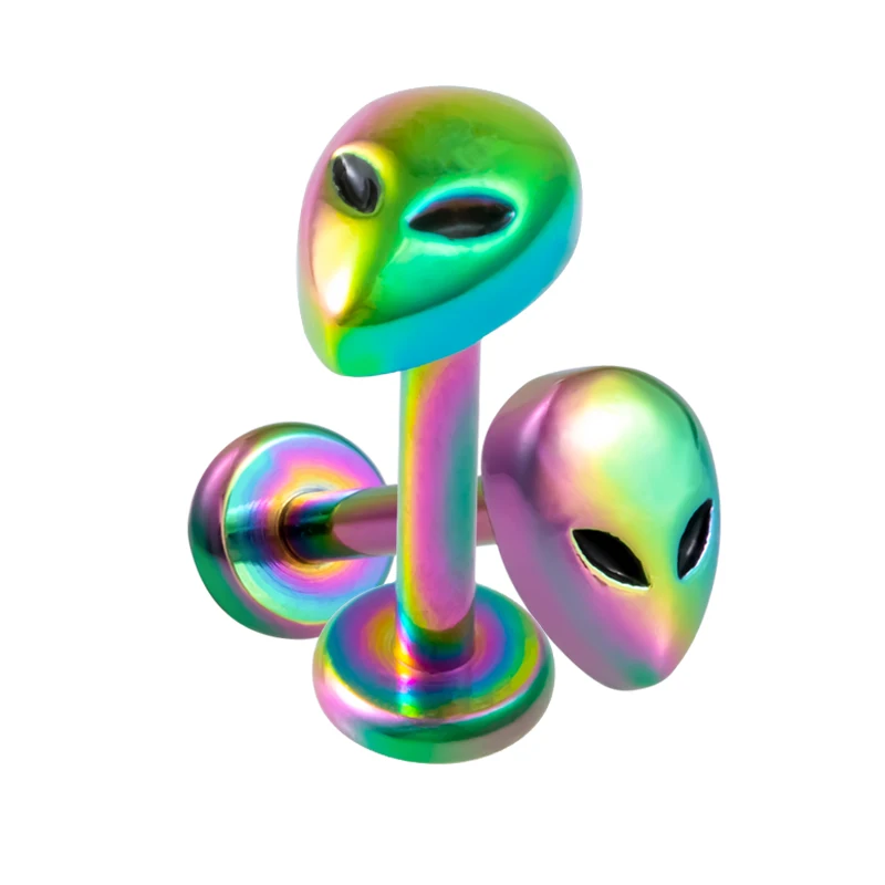 1PCS Stainless Steel Alien Lip Ring 16G Helix Labret Stud Tragus Cartilage Earrings Unisex Dimple Nail Piercing Body Jewelry