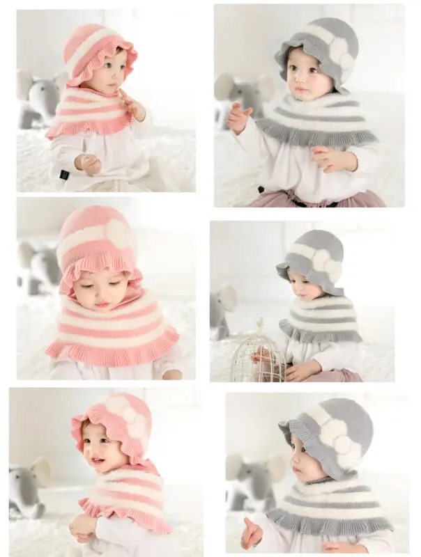 2 шт., зимняя плюшевая шапка для маленьких девочек, милая шапка принцессы, шаль, шарф для девочек, шапка s, зимний теплый вязаный шарф, шаль