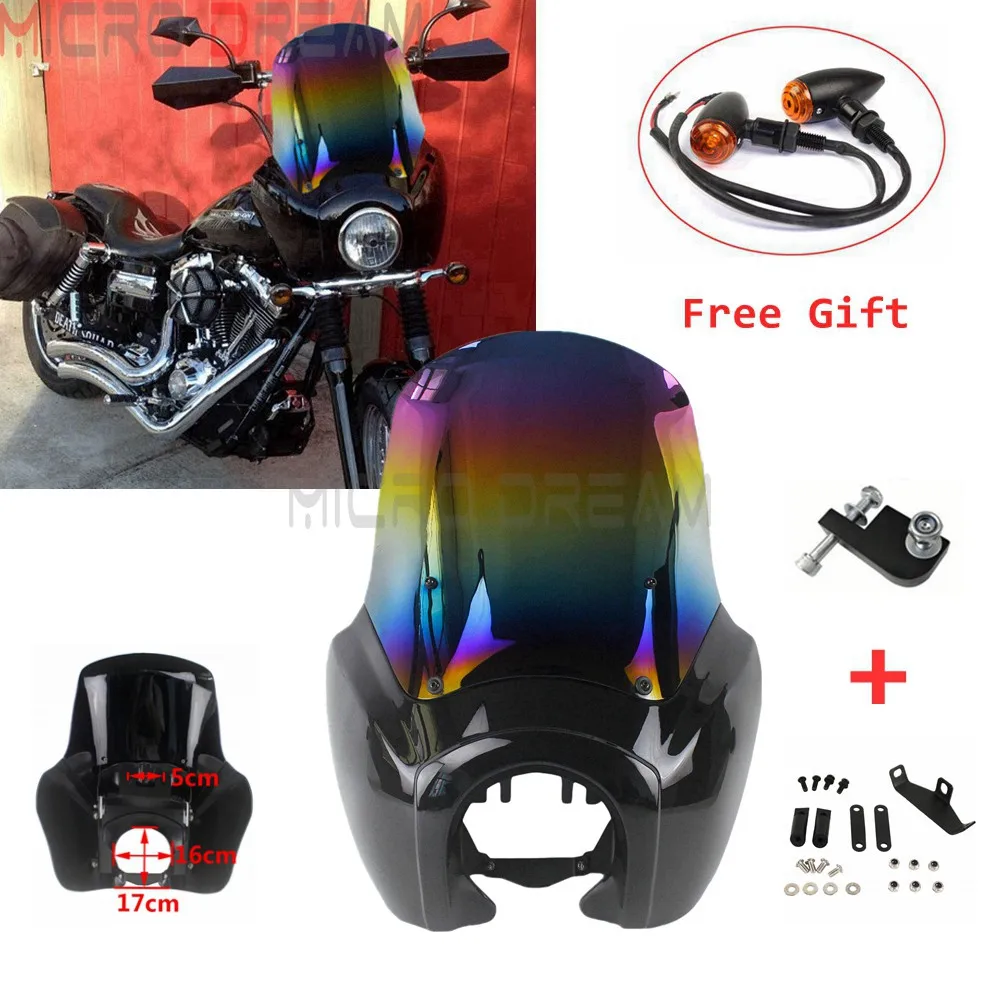 Фара мотоцикла обтекатель Иридиевый щит от ветра лобовое стекло наборы для Harley Sportster Dyna Low Rider супер Glide Fat Bob FXD FXR