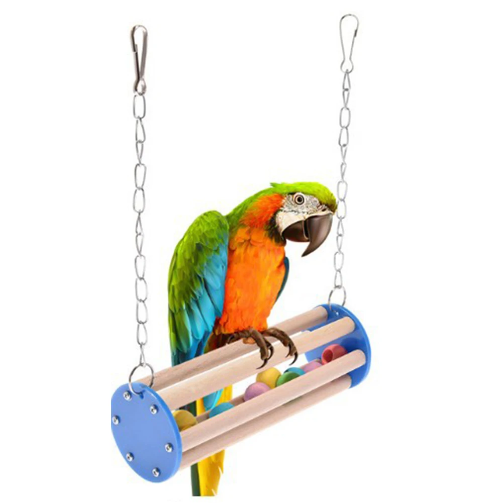 Развлечения Cockatiel Висячие попугай жевать укус домашнее животное птица прокатки мяч деревянные пряжки Обучающие качели игрушка Parakeet украшения