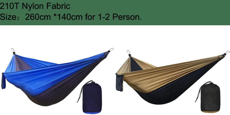 Solid Color Parachute Hammock with Hammock straps and upgrade carabiner Camping Survival travel Double Person outdoor furniture