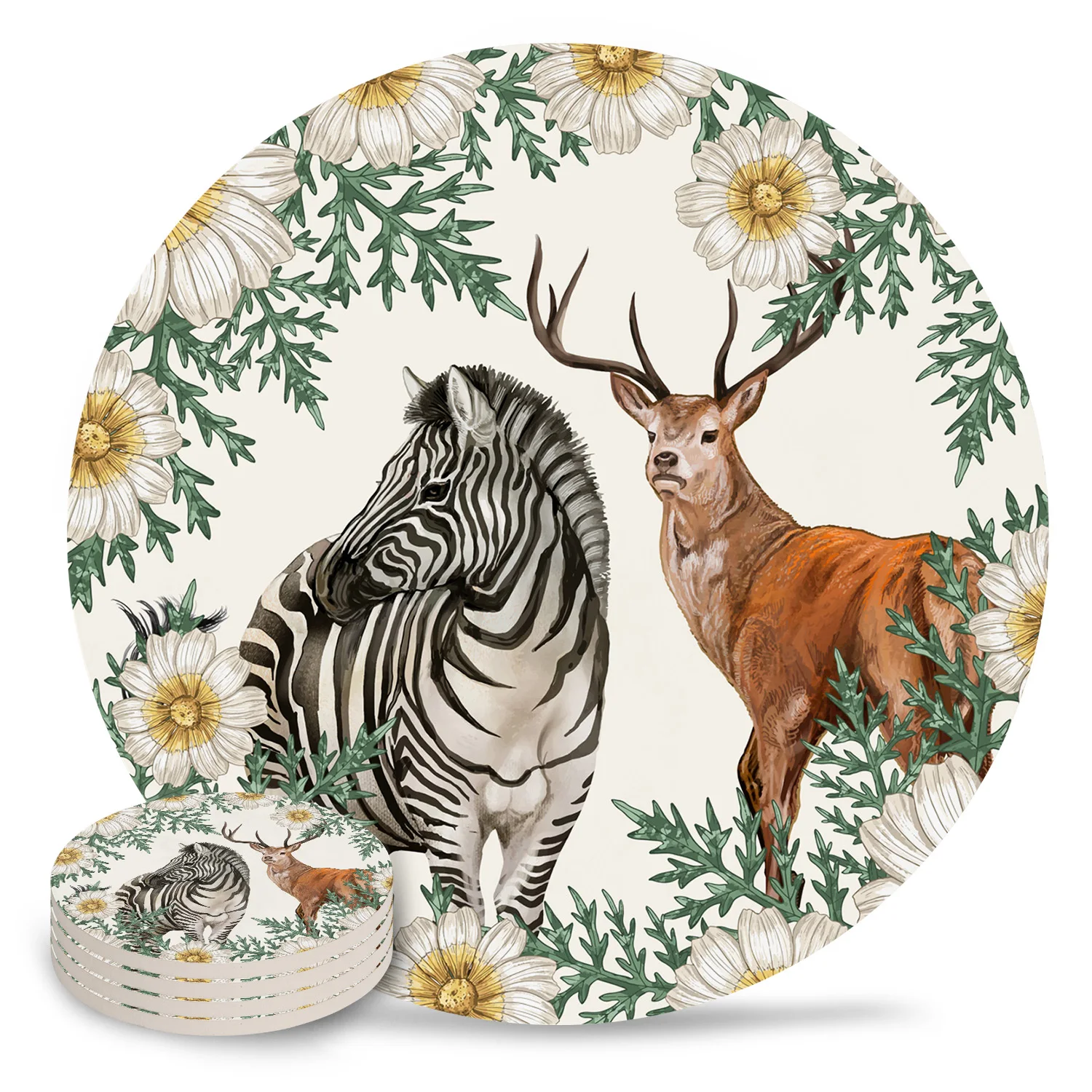 Подсолнух олень Зебра уникальные керамические подстилки фарфоровые коврики