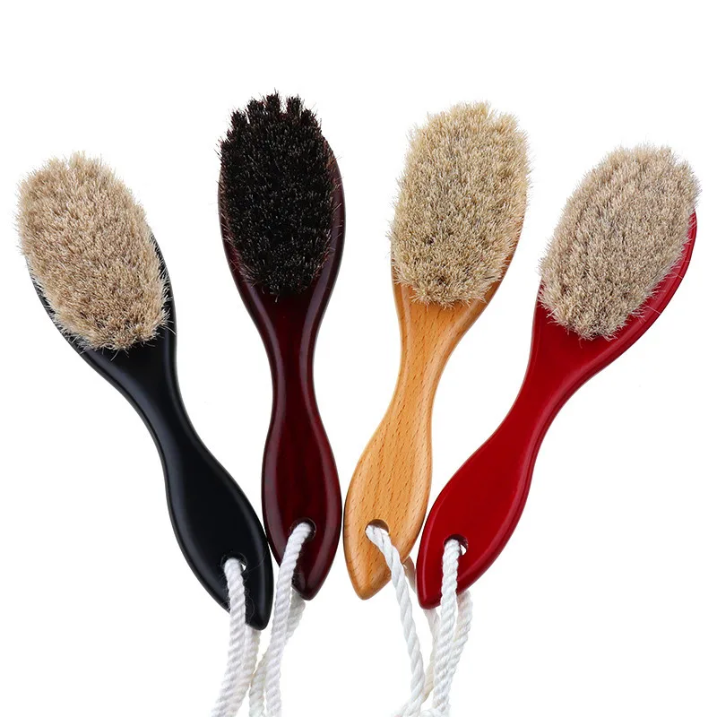 

4Color Natural Soft Goat Bristle Hair Sweeping Brush Beard Comb Oval Wood Handle Barber Dust Brush for Broken Hair Cleaning Tool
