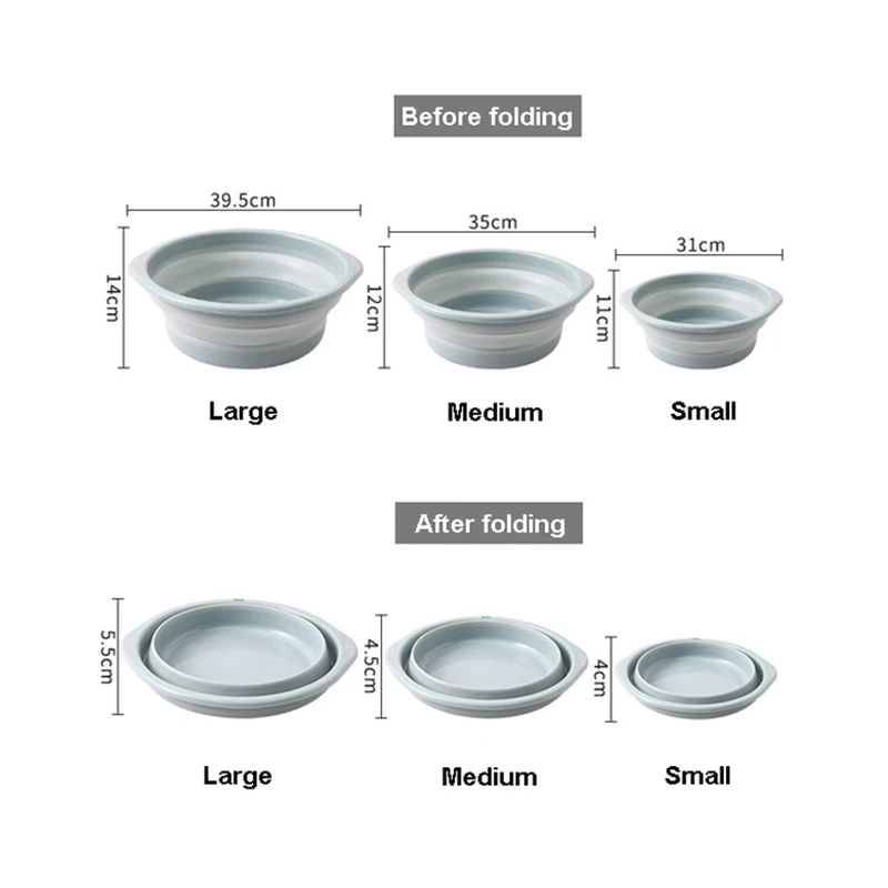 GOALONE Multi-Purpose Collapsible Basin Plastic Portable Round Folding Basin with Hanging Hole for Kitchen Outdoor Camping Wash