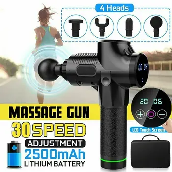 

Deep Tissue Muscle Percussive Massage Gun Vibration Therapy Massager 30 Speeds Massager Gun 4 Heads 30 Speeds