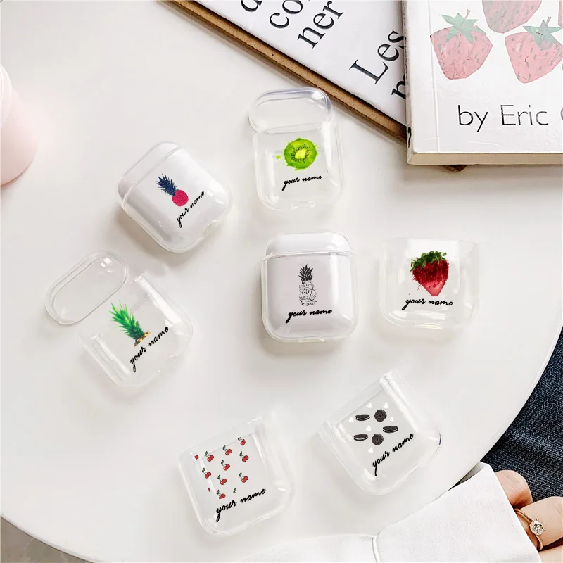 Мягкий чехол для наушников Apple Airpods 1/2 с фруктами защитный сделай сам прозрачный