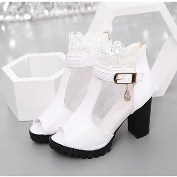 

Fashion Ankle Strap Women Casual Sandals Open Toe Summer High Heel Shoes Buckle Ladies Office Work Sandalias Shoes