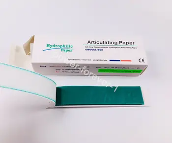 

2Box Dental Articulating Paper Green Thick Occlusal Record 40μm 240Sheets/Box Hydrophilic Rectangle Bar